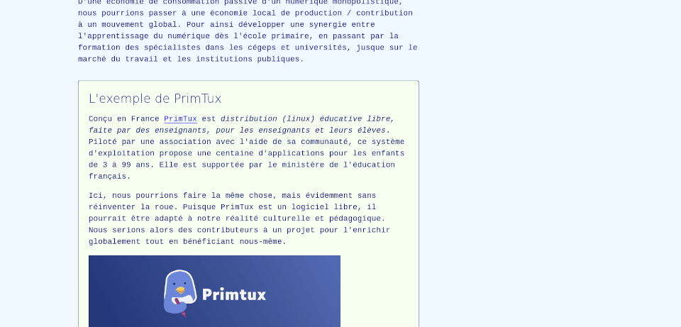 Capture d'écran d'un texte publié sur le site lemorse.quebec